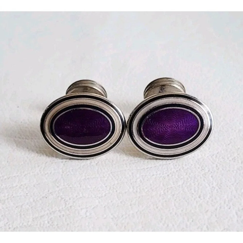 Cufflinks Genuine Charles Tyrwhitt Blue Enameled Silver-Plated Square Made in UK